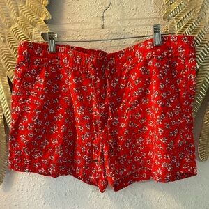 St Johns Bay Womens Shorts Size Large Floral Blue White linen blend
